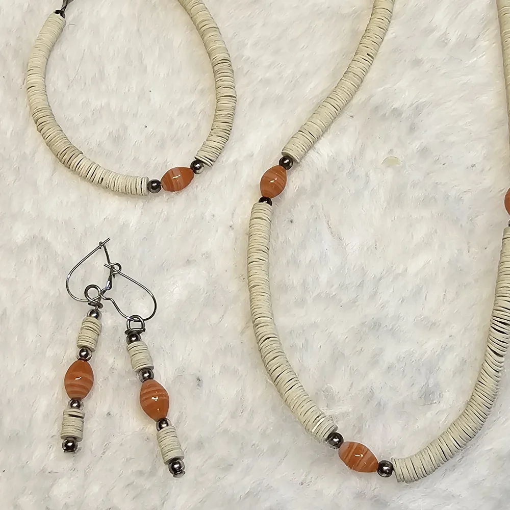 Puka Shell Jewelry Lot Necklace+Earring+Bracelet